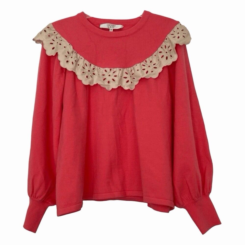 Crosby Mollie Burch Babs Sweater M Peter Pan Cottagecore Eyelet Prairie Bishop